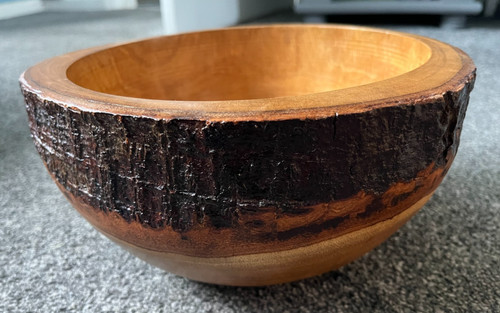 Large turned wooden bowl - turned,