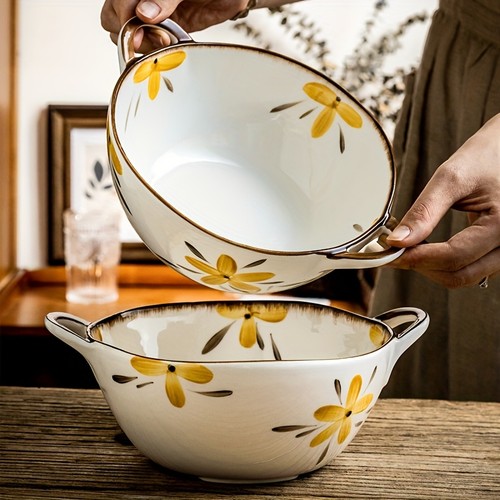 Large floral serving bowl with - large,