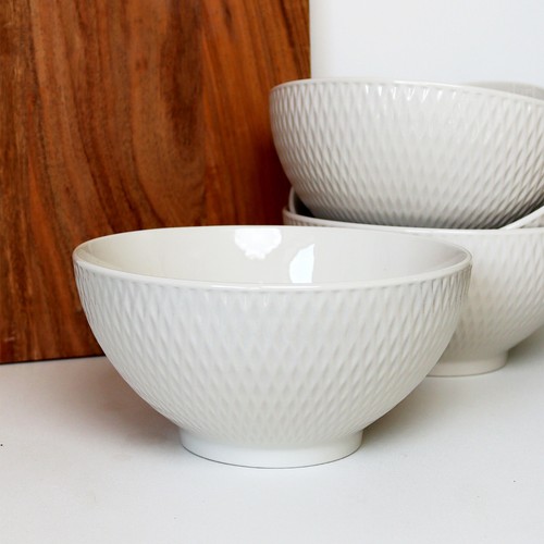 White jewel salad bowls set - white,