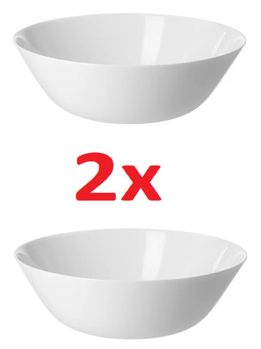 Oftast white serving salad - white,